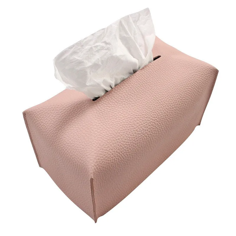 Tissue Box Cover Refined PU Leather Foldable Tissue Box Holder - Decorative Holder/Organizer for Bathroom Vanity Countertop 5