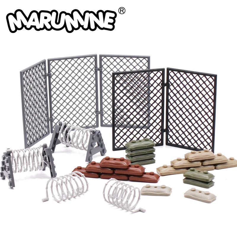 Marumine MOC 밀리터리 브릭 부품, 와이어 건 샌드백, SWAT 무기, WW2 모델 빌딩 블록, 육군 군인 조립 액세서리