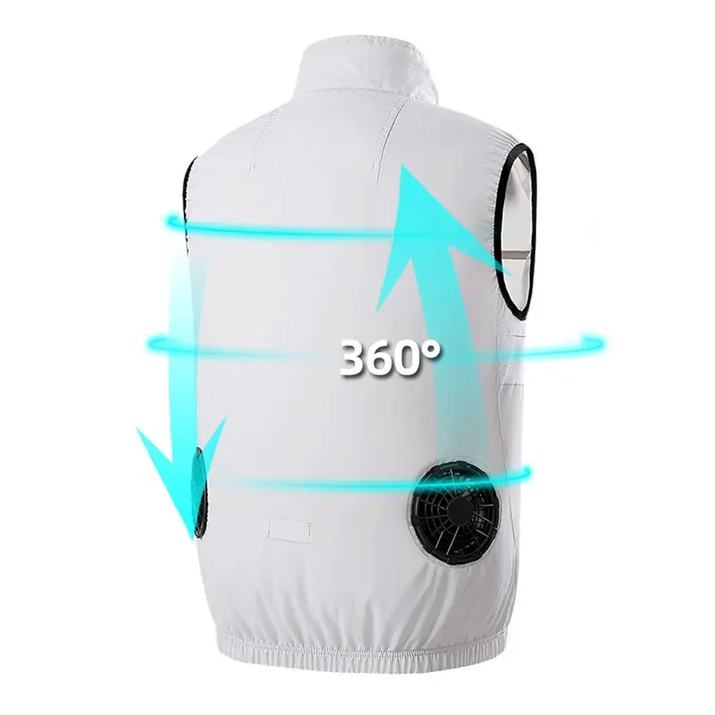 Men's Summer Vest Fan Air-conditioning Clothes USB Charging Cooling Sleeveless Jacket Work Shirt Outdoor Camping Fishing Hiking
