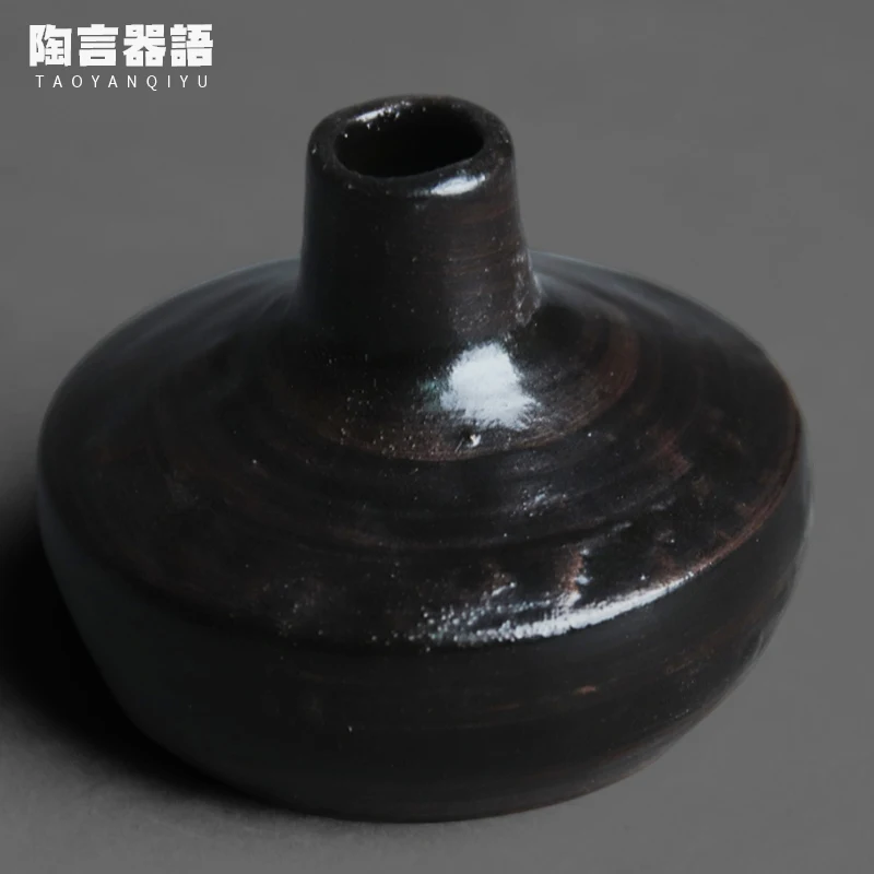 Vintage crude pottery alcohol lamp stove hand-painted glaze craft Japanese tea ceremony warm tea experiment ceramic alcohol bott