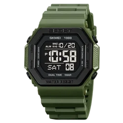 Men's Digital Chrono Sport Watch with Backlight and Waterproof Features (Army green)