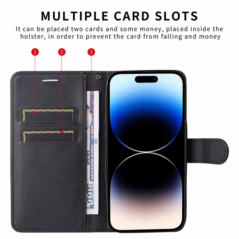 Elegant Leather Flip Wallet Case with Card Holder and Book Style Design