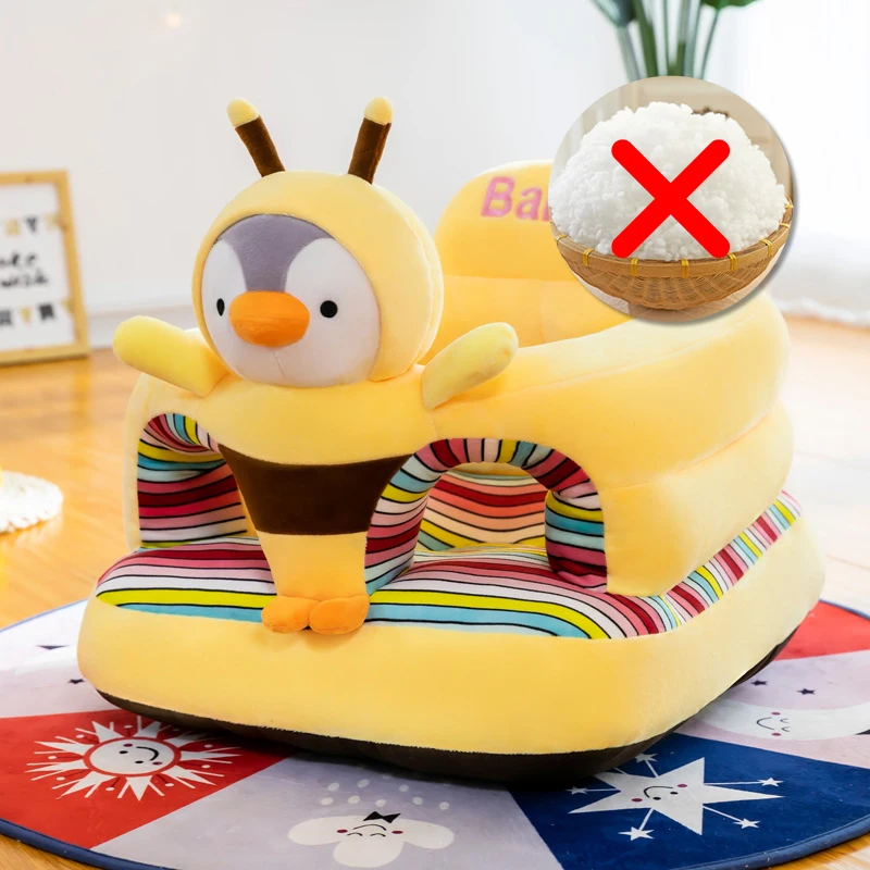 Baby Sofa Seat Cover New Cute Cartoon Sofa Leather Baby Seat Sofa Cover Sitting Study Chair Washable Cover With Zipper No PP Cotton Filling