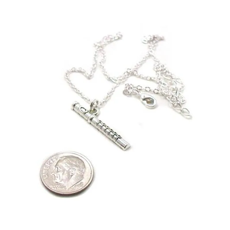 Musical Instruments Flute Necklace Flute Charm Necklace Music Teacher Gift Pendant Musical Instrument Charm Band Charm