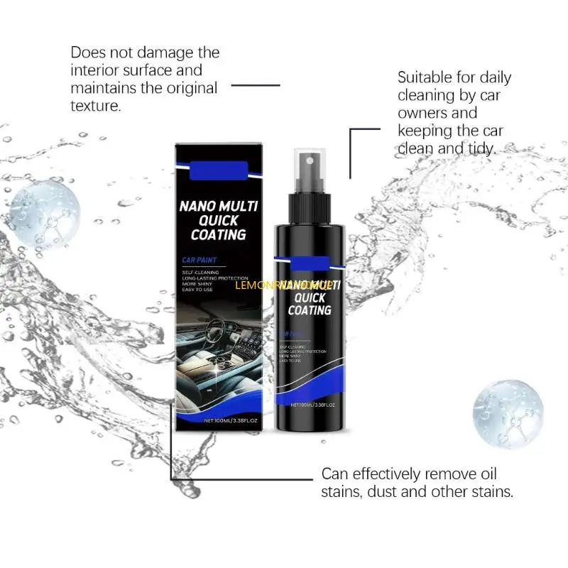 N80F Car Interior Cleaner with Fast Acting Formula 100ml Efficient Car Upholstery Cleaner Tool for Leather & Carpet