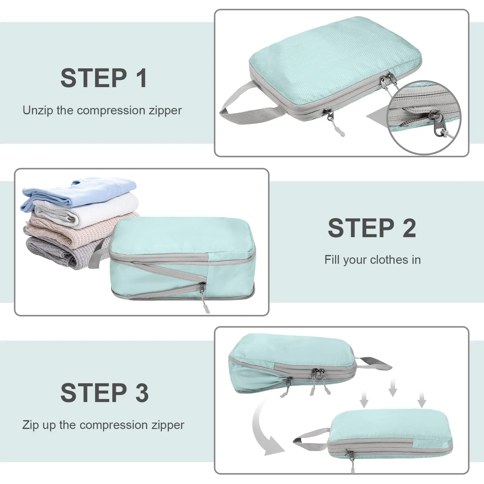 Compression Packing Cubes – Lightweight Space-Saving Travel Organizer Set