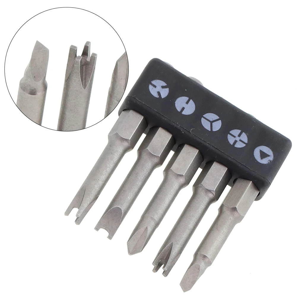 Bolt Driver Screwdriver Bits Special-shaped Screwdriver Set Three Points Triangle U 1.96Inch 50mm 5pcs Set Grey Screwdriver Bits