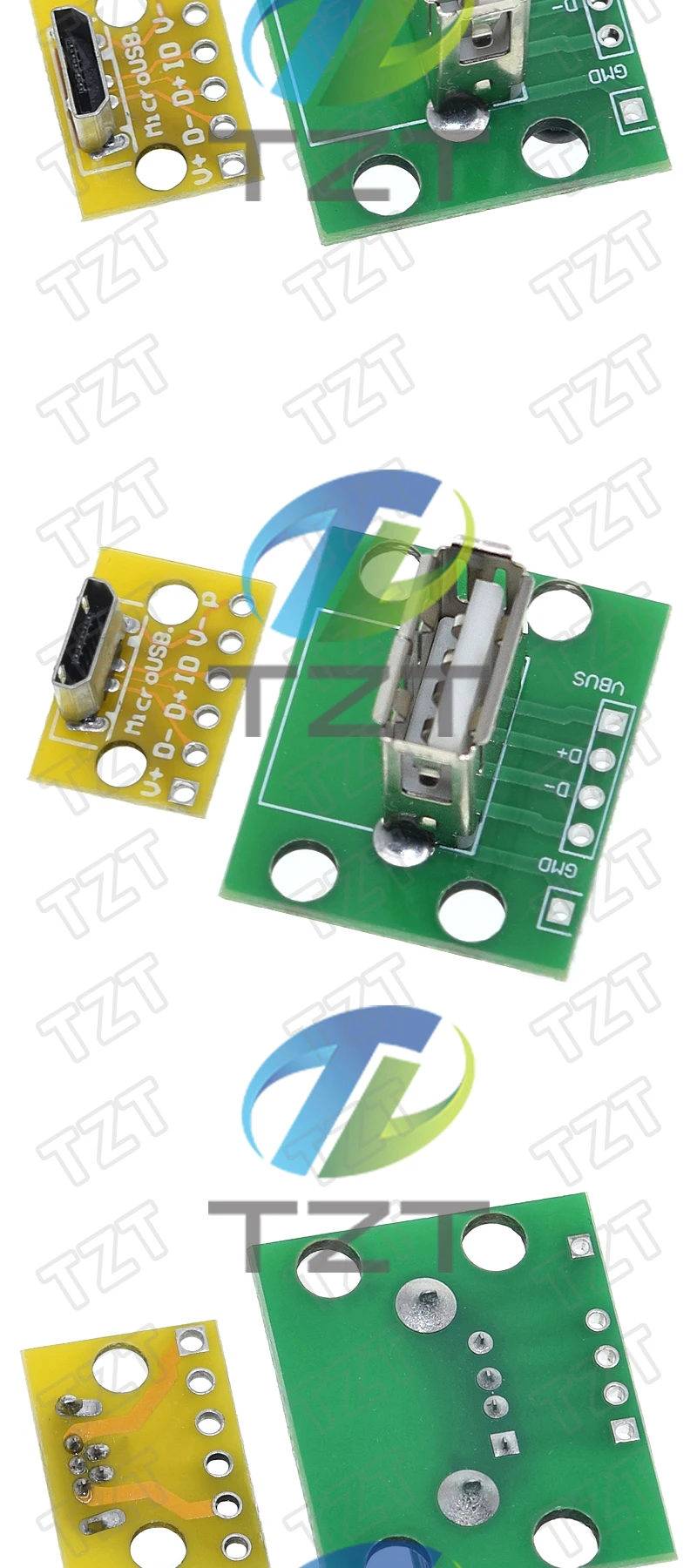 TZT 1/5/10 Stück Vertikaler USB Micro USB 2.0 Buchsenanschluss A Stecker 2,54mm PCB Konverter Adapter Breakout Board 180 Grad Vertikal – Detail 4