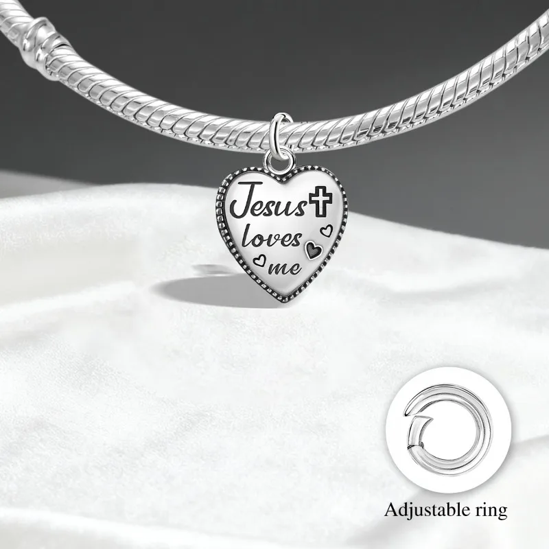 Verstellbare Vintage-Anhänger aus 925er Sterlingsilber, Liebesherz-Charms, Perlen, passend für Original-Armbänder, Halsketten, DIY-Schmuck für Frauen – Detail 7
