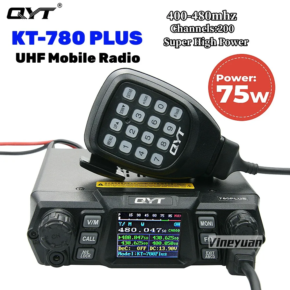 Qyt Originale Kt-780Plus 75W Uhf(400-480Mhz) Walkie Talkie / Ham Ricetrasmettitore Radio Mobile Dtmf Autoradio