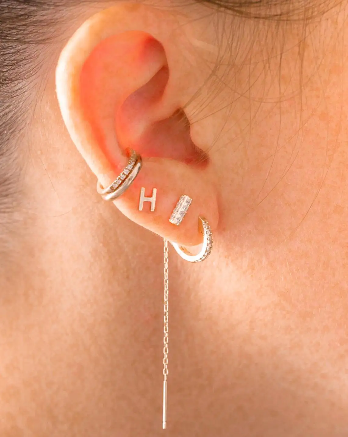 골드 스터드 포함 스테인레스 스틸, 26 알파벳 맞춤 쥬얼리 A-Z, 이니셜 글자 , 여자 친구 선물