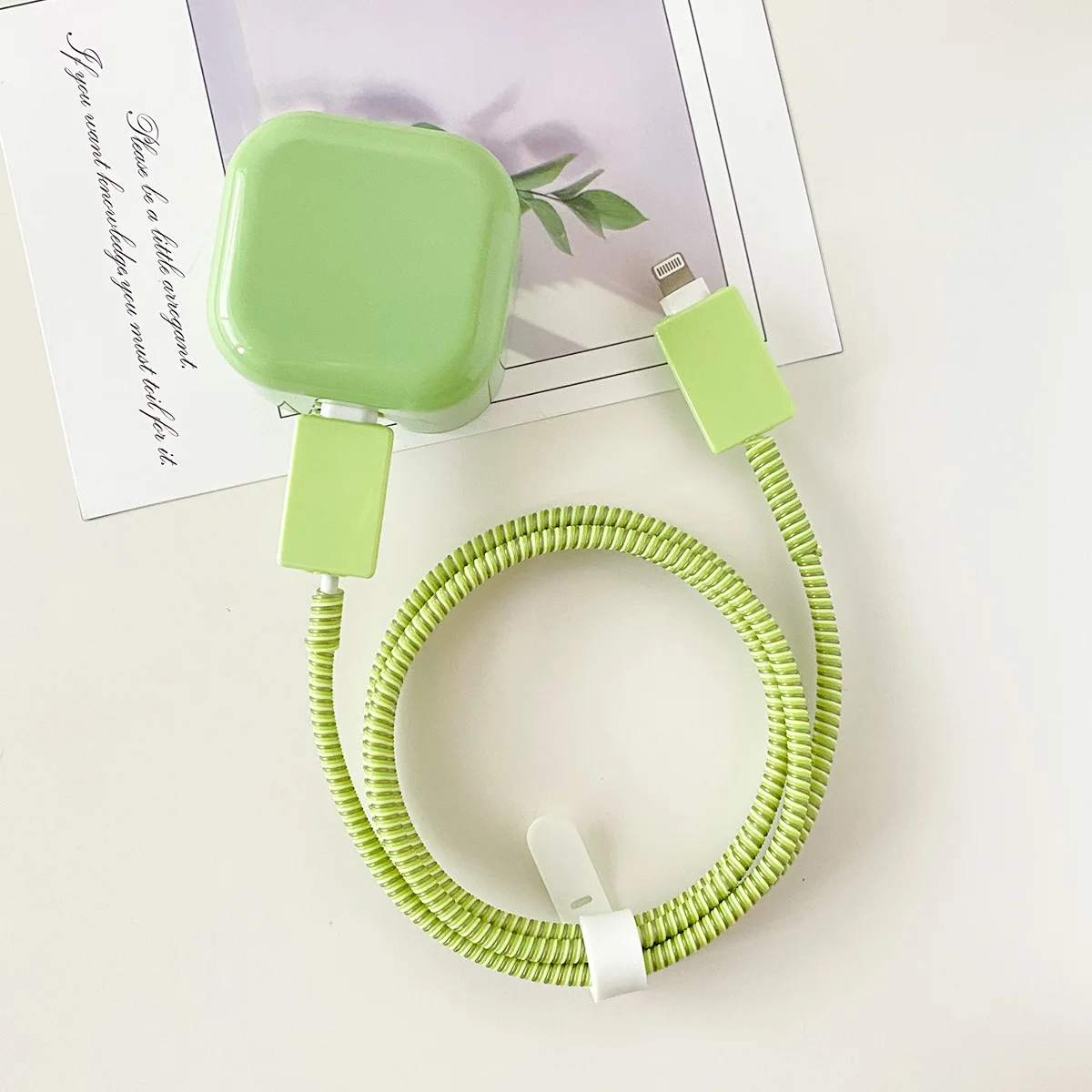 Vibrant Macaron Tone Cable Protector Set for USB Charger and Cord Management