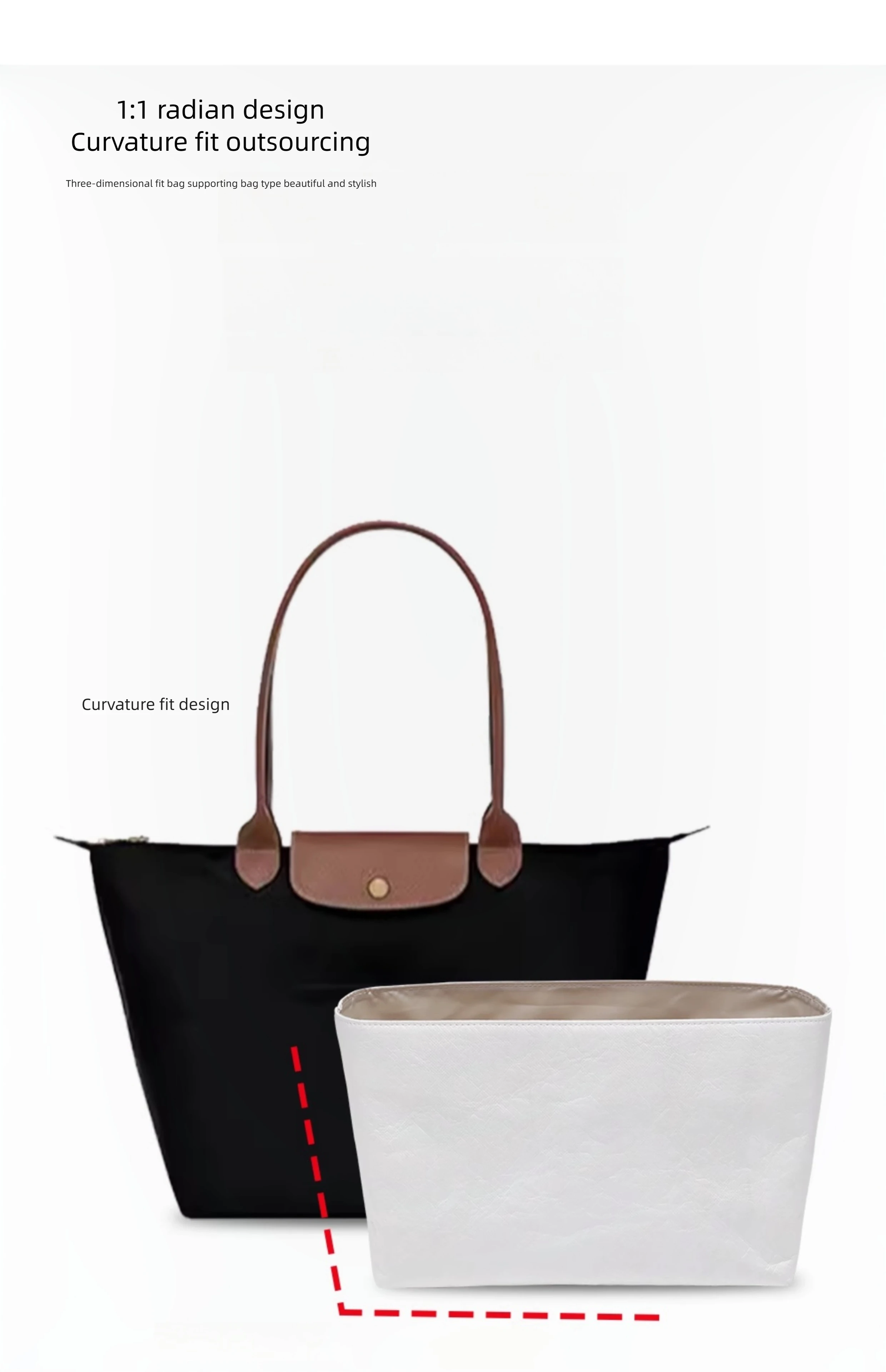 Geldbörsen-Organizer-Einsatz für Handtaschen, Filztaschen-Organizer für Tragetaschen und Geldbörsen, kompatibel mit Longchamp – Detail 7