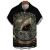 New Men's Hawaiian Beach Button Shirts Short Sleeve Animal Shark 3D Print Casual Lapel Fashion Collar Retro Clothes Hiphop 2