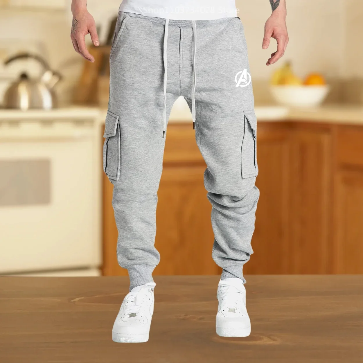 Skateboarding Pants Mens Sweatpants Cargo Pants Joggers for Sports Streetwear Loose Drawstring Men Multi-pocket