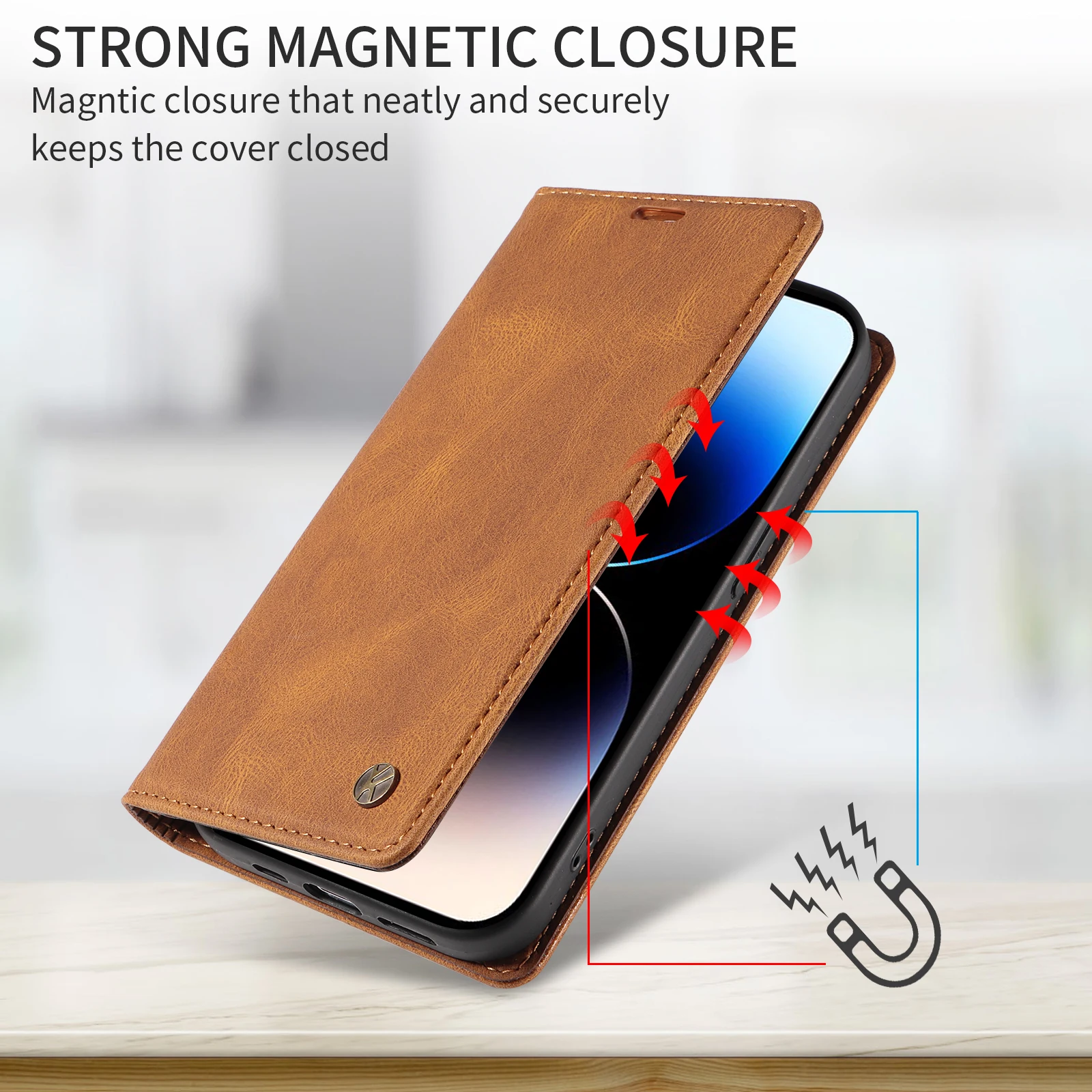 Leather Wallet Flip Case - Elegant Protective Cover
