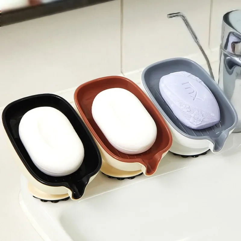 Suction Cup Soap Dish with Drain Water Punching Free Soap Holder Household Light Luxury Bathroom Soap Container Bathroom Supply 3