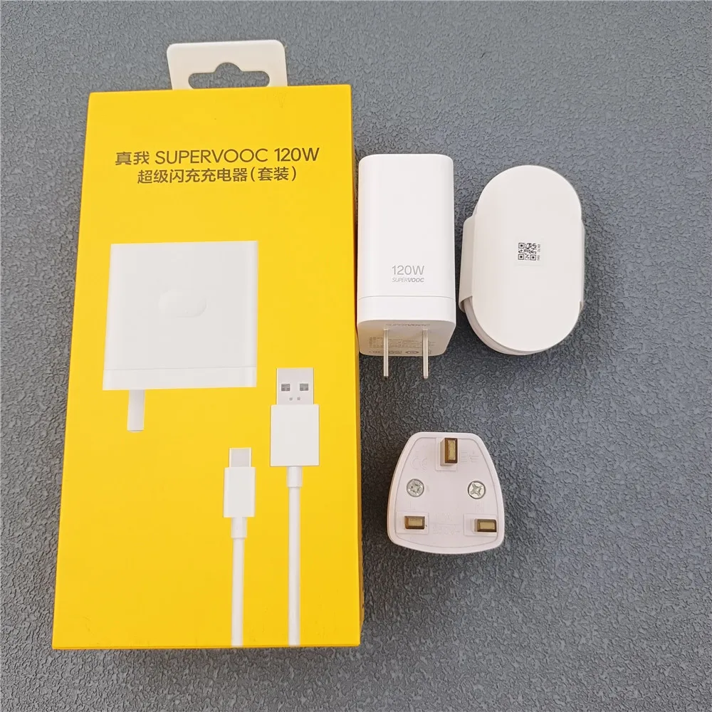 thumbnail image 1 of Cargador USB original de 120 W para Realme Neo 5 GT 6 6T 5 3 11 12 Pro Plus Note6 Supervooc Adaptador de carga rápida Cable tipo C de 1 m y 12 A, 1 of 5