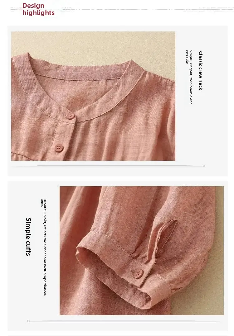 Women's Cotton Linen Loose Fit Button up Shirts