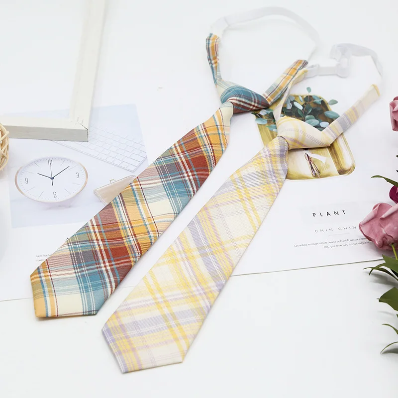 Skinny Ties For Boys Girls Fashion Suits Plaid Neck Tie Children Rubber Tie Simple Check Student Necktie For Party Gravata