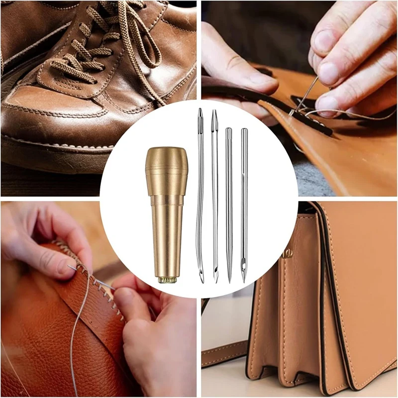 AT02-Leather Sewing Cone Set, 52 Pieces Leather Sewing Straight Needle And Curved Crochet Shoe Canvas Repair