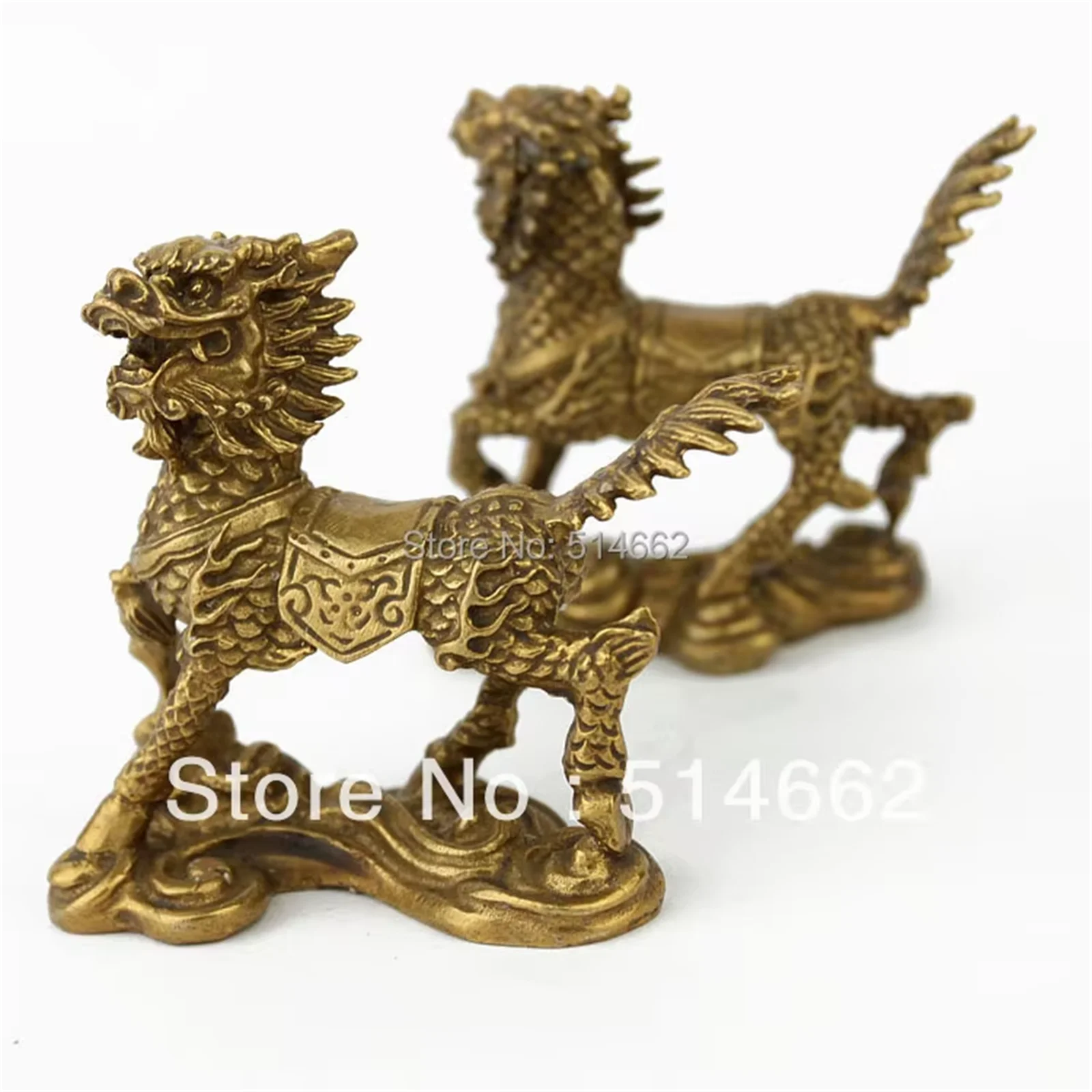 3 Inch Brass Feng Shui Pair TENGYUN CHILIN / chi lin M1186 2