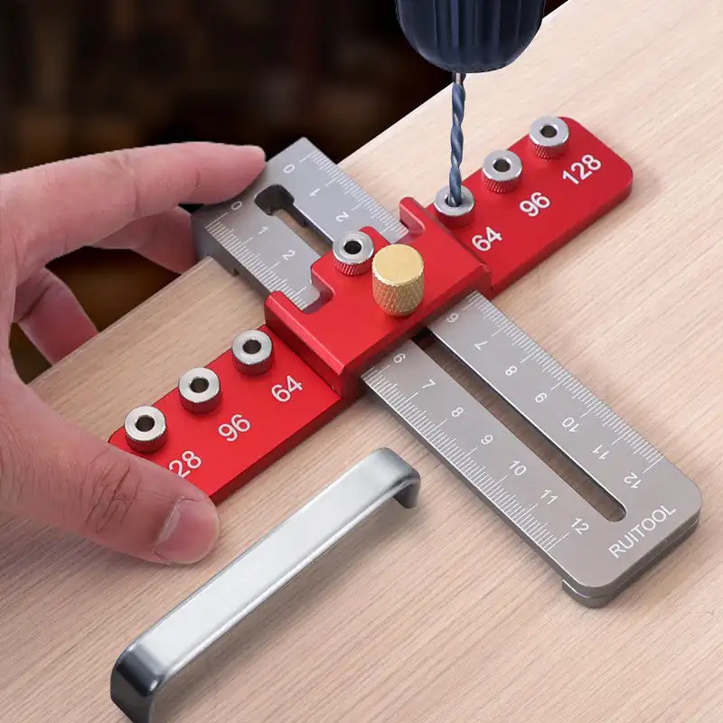 

Handles&Pulls Hole Punch Tool Precise Drilling Tool for Carpentry Woodworking Hole Locator Drill Guide Template Rulerfor Cabine