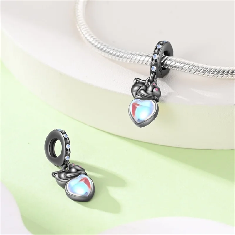 Original-Charms aus 925er-Sterlingsilber, Perlen, schwarze Katze, bunter Elefant, Anhänger für Armband, Frauen, DIY-Schmuck, Geschenkherstellung – Detail 5