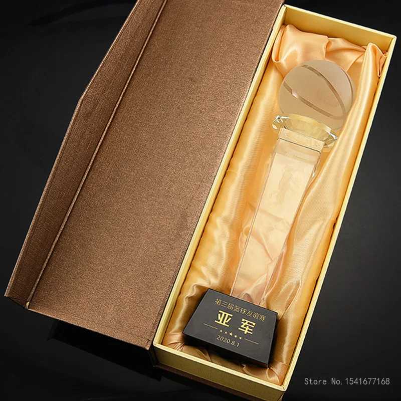 Creative Activities Sports Ball Crystal Trophy, Custom Lettering, Championship Trophy, Reward Competition Souir, Home Decor, 1Pc