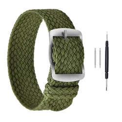 Premium Unisex Adjustable Sports Nylon Watch Strap - 22mm (Army Green)