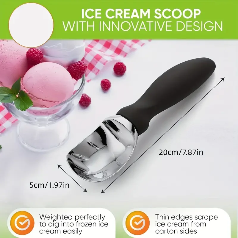 1pc Dual-Purpose Stainless Steel Ice Cream Scoop and Fruit Spoon for Home and Outdoor Use