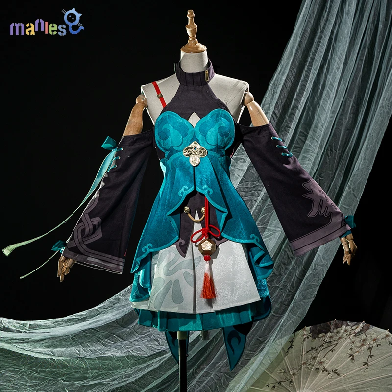 

Manles Game Honkai Star Rail Cosplay Qingque Costume Dress Woman Halloween Sexy Game Costume