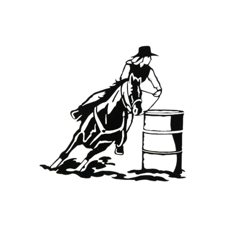 Barrel Racing Rodeo Decal Western Cowboy Car Window Horse Vinyl Sticker Vinile Hobby Car Bumper Sticker 15*13.9Cm