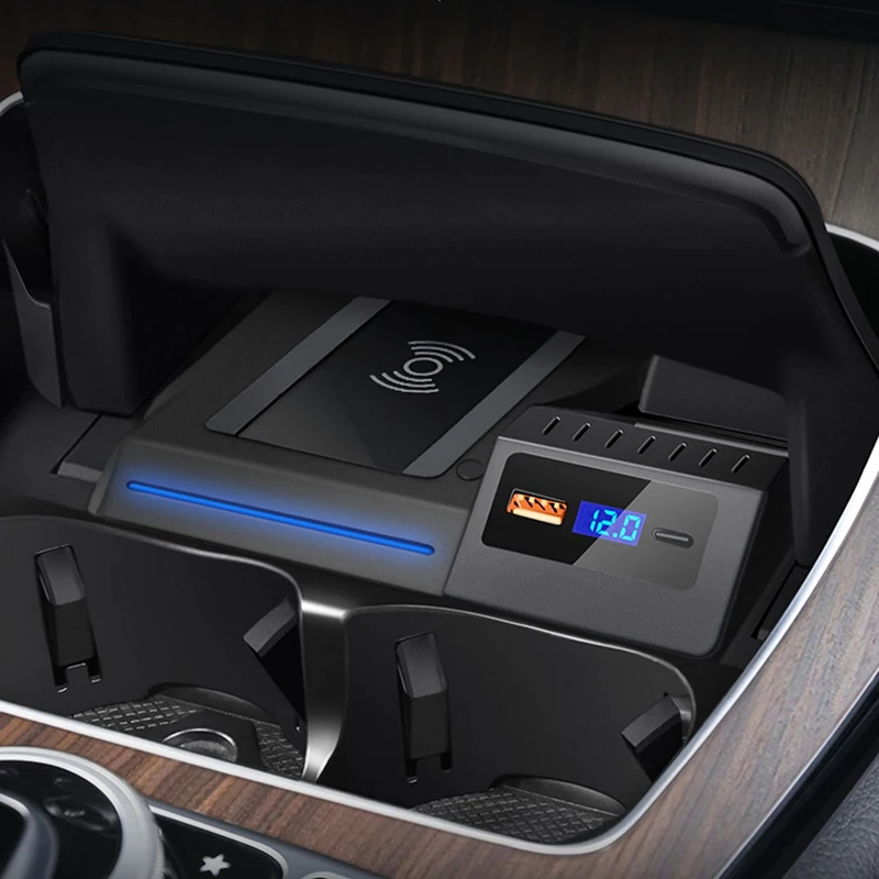 Caricabatterie Wireless Auto Per Mercedes Classe C/GLC/AMG 2015-2021 - Ricarica 15W - Foto 9