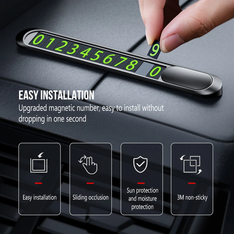1pcs Hidden Car Styling Temporary Parking Card Plate Telephone Number