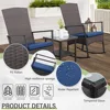 Outdoor Rocking Chair 3 Piece Porch Chairs PE Wicker Patio Bistro Set Brown Rattan Furniture Sets with Coffee Table, Navy 4