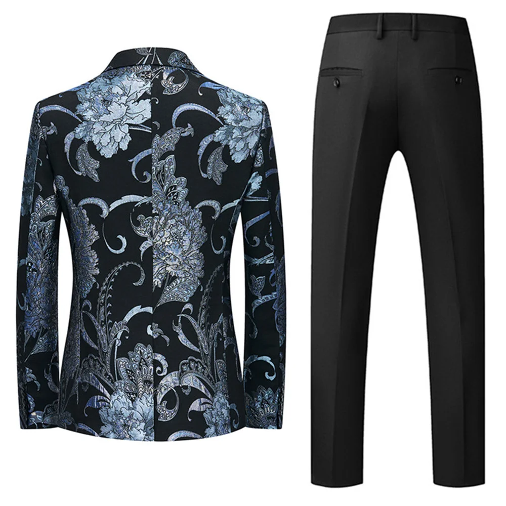 Elegant Male Suit 2023 New in Business British Style Men's Classic Black Jacquard Suit Formal Classic Prom Party Male Suits