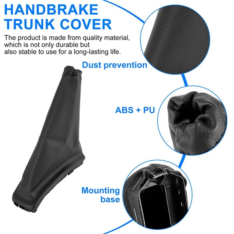 3Pcs Handbrake Gaiter Cover Hand Brake Boot Black PU Leather For Chevrolet Spark 2011-