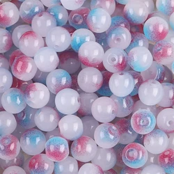 Double Color Patterned Glass Jelly Beads for DIY Jewelry Making, 8mm Round, 50 Pieces (09)