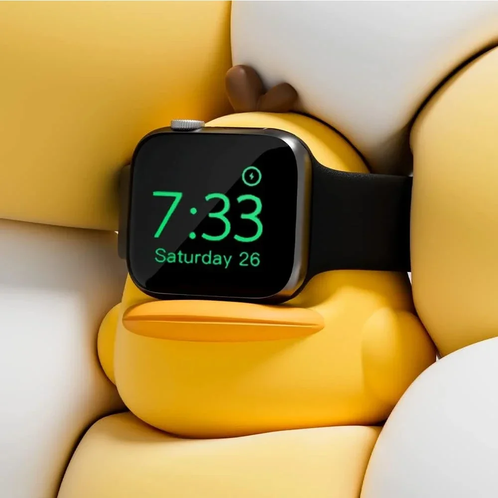Charger Stand for Apple Watch Series49/45/44/42/41/40/38mm iWatch Ultra2/Ultra/9/8/SE2/7/6/SE/5/4/3/2/1,Cute Duck Silicone Charg