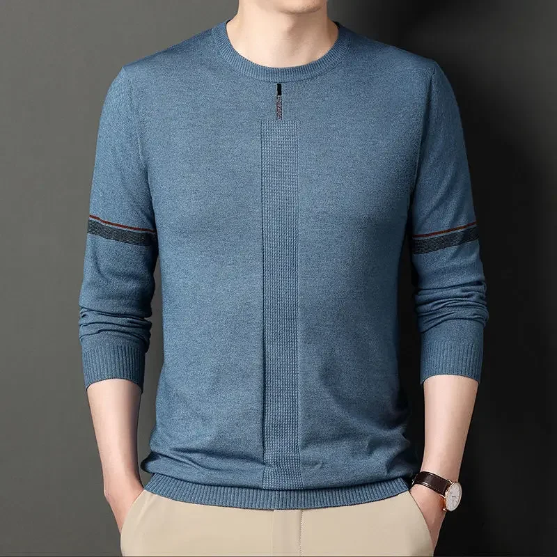 thumbnail image 1 of Sudadera formal de alta calidad, camiseta de negocios para hombre, jersey de cuello redondo para hombre, elástica, moda social Harajuku, tops XL Emo, 1 of 4