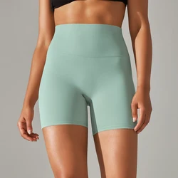 Women's High Waist Breathable Yoga and Fitness Shorts - L (Aqua Green)