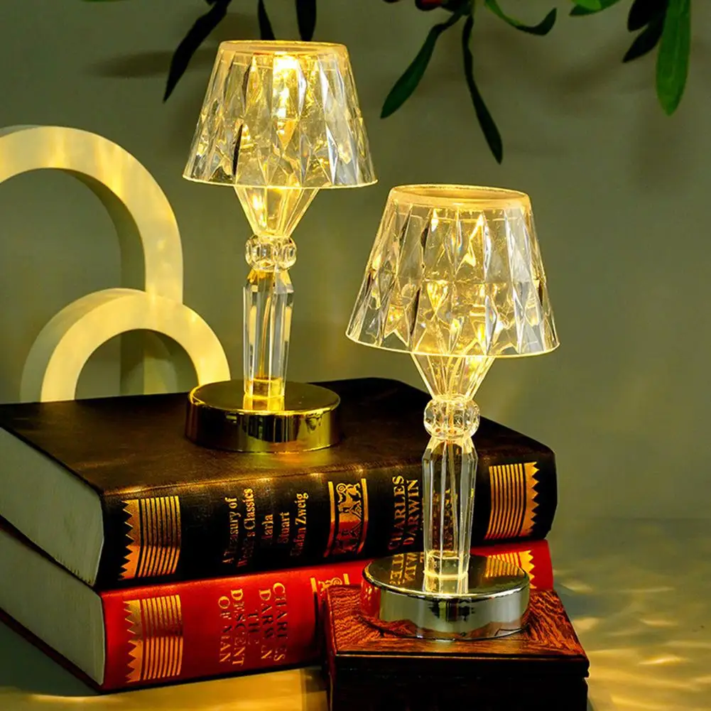 

Led Crystal Table Lamp With Base Multipurpose Battery Operated Bedroom Bedside Lamp Night Lights