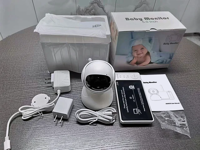 Smart Baby Monitor 5" LCD Screen ABM570 with Night Vision,2-Way Audio,Temperature Sensor & Lullabies,for Home Security 3500mAh 6