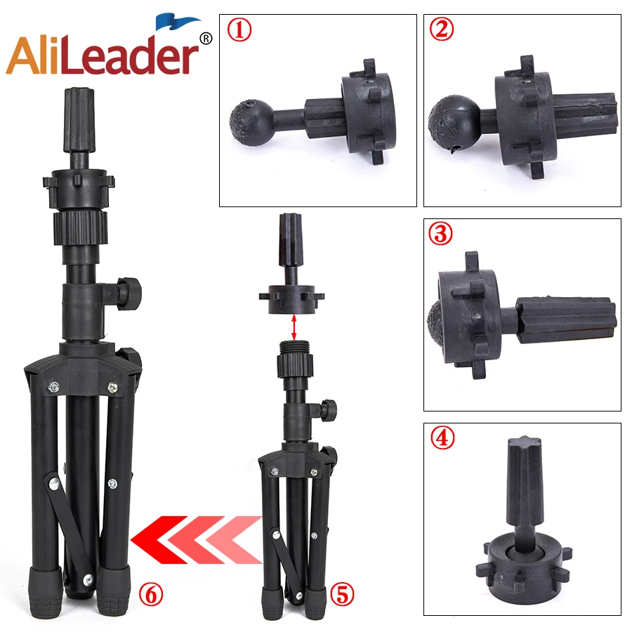 Wig Stand Tripod 64Cm Mini Adjustable Wig Head Holder Tripod Stand For Training Mannequin Head Stand Tripod Holder For Stying