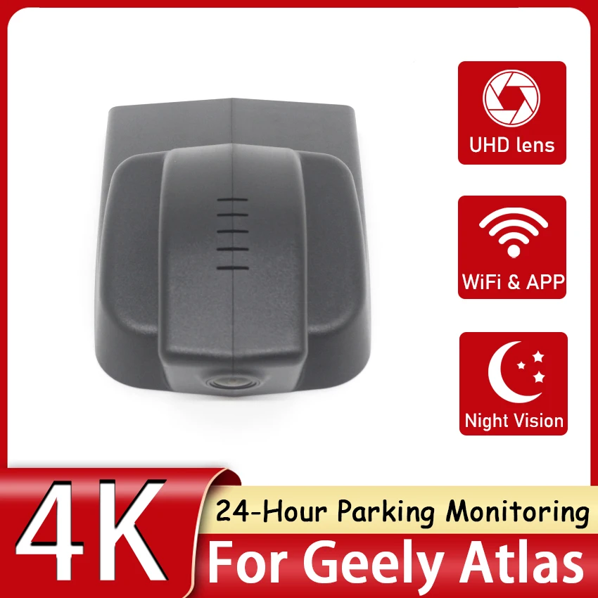 

Car DVR Dash Cam 4K UHD Night Vision Camera Driving Video Recorder 24H Parking Monitoring For Geely Atlas General model 2016 4WD