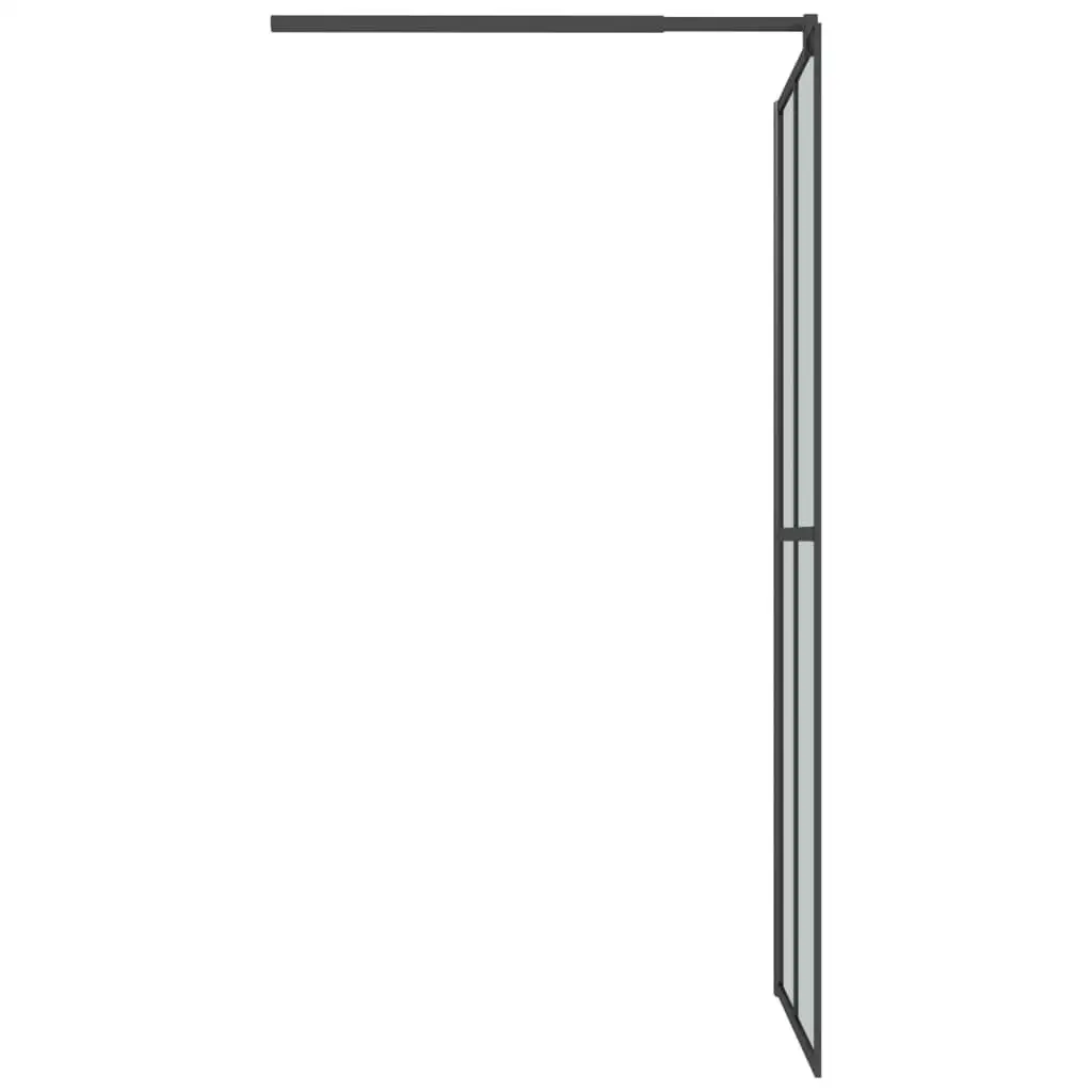 Black 39.4x76.8 Walk-in Shower Wall with Shelf - ESG Glass & Aluminum Design 6