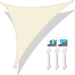 Premium Weatherproof Triangle Sun Shade Canopy with Fastening Ropes - 250x250x250CM (Beige)