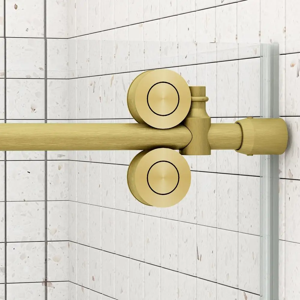 60x60 Frameless Sliding Tub Door Handle Glass Bathtub Shower Door 5/16" 8mm Clear SGCC Tempered Adjustable Walk-in Stainless 5