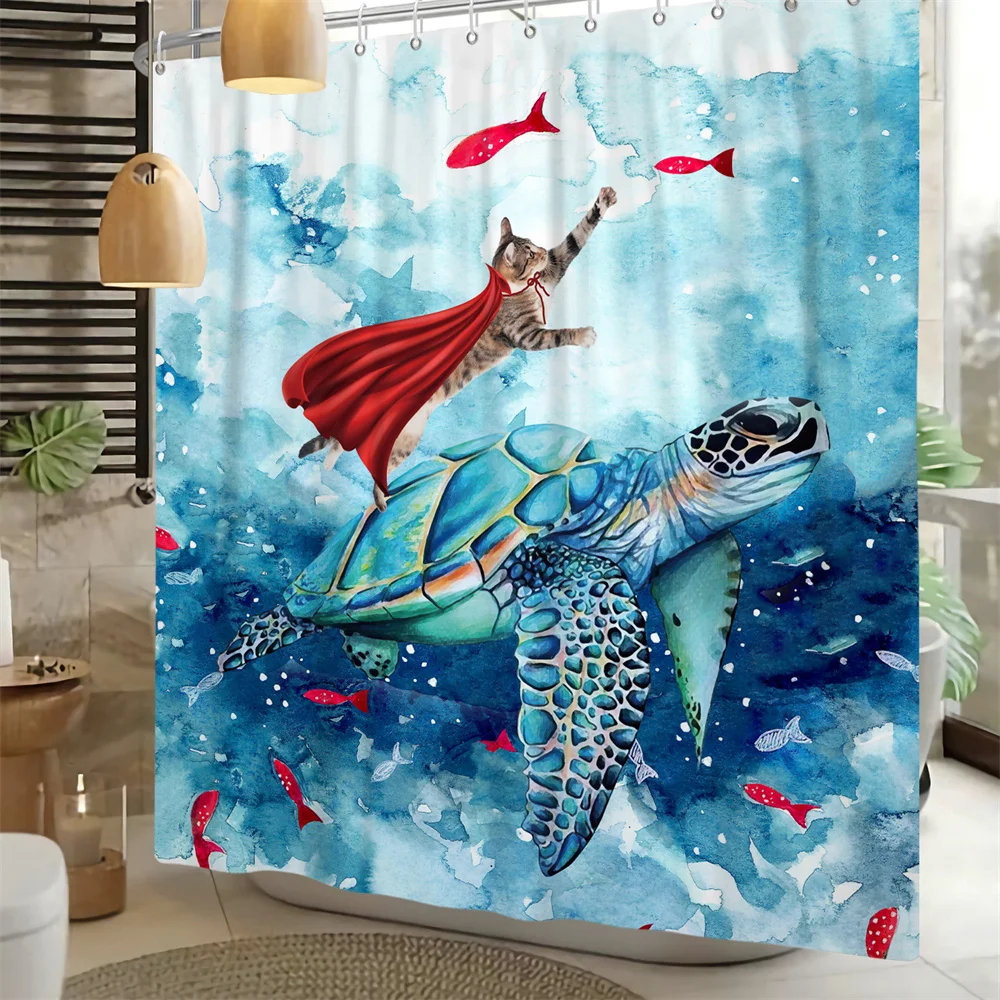 Funny Shower Curtains 3D Cat Dog Frog Bathroom Curtain With
